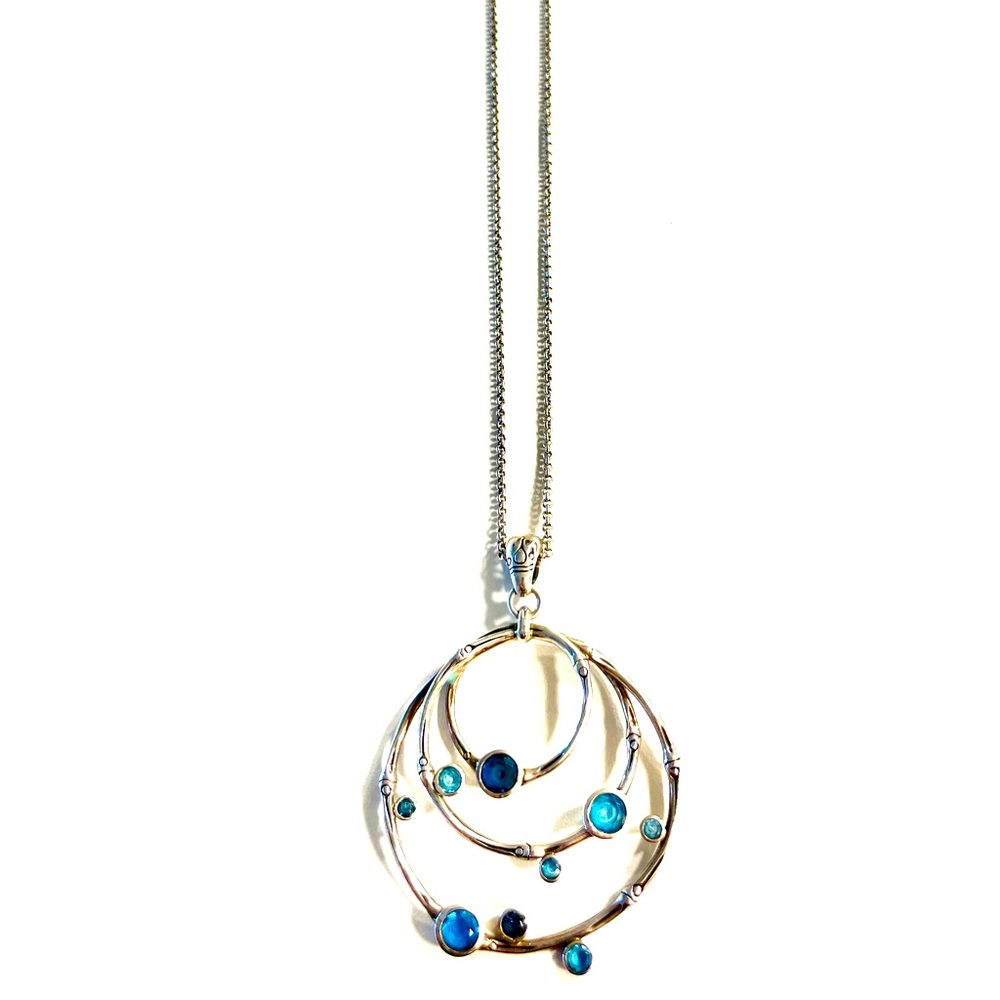 John Hardy batu bamboo blue sapphire pendent and silver chain